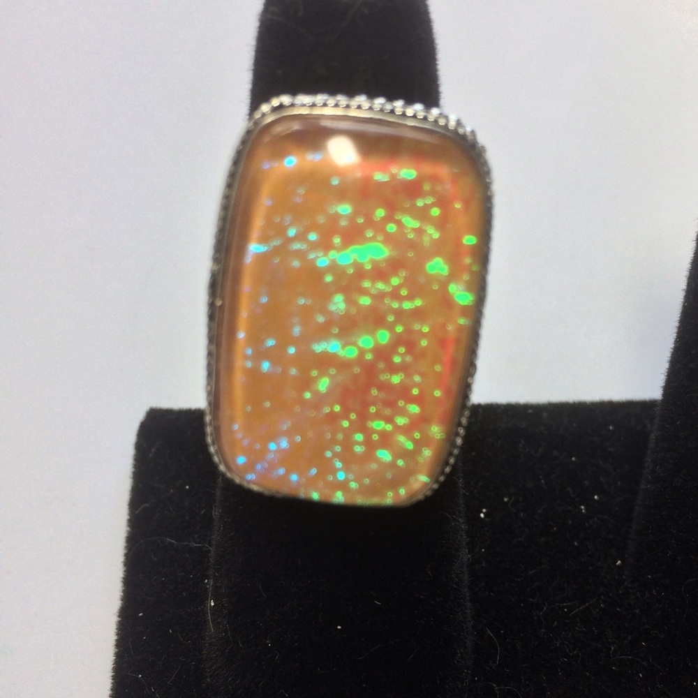 New Australian Triplet Opal Ring in Sterling Silver Setting. Never worn.
